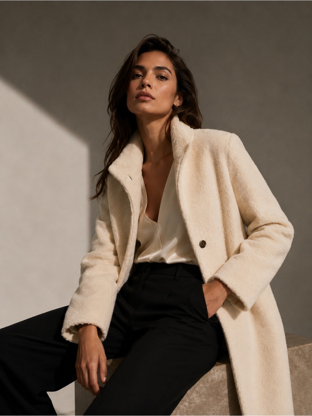 Donna Karan faux fur coat - size 10